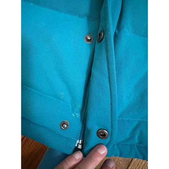 Patagonia Bivy Puffer Vest Full Zip Goose Down Khaki Blue Brown Men's large L - Picture 11 of 11
